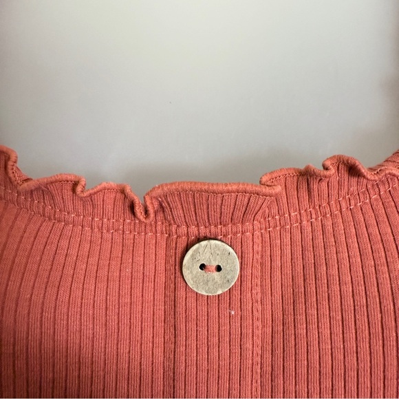 No Boundaries Ribbed Tank Dress Jr Size XL Coral Pink Above Knee Ruffled Trim - Picture 7 of 11